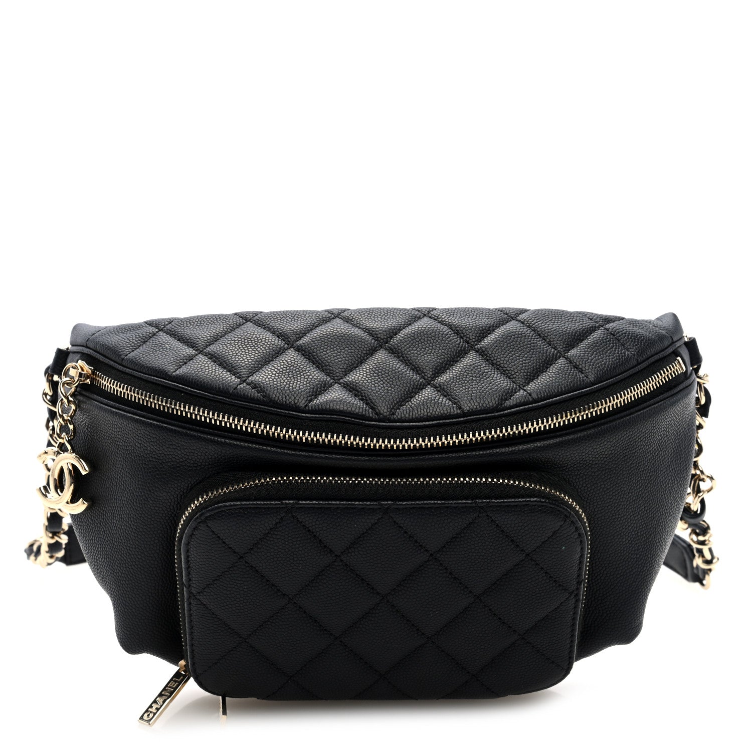Caviar Quilted Business Affinity Waist Belt Bag Black