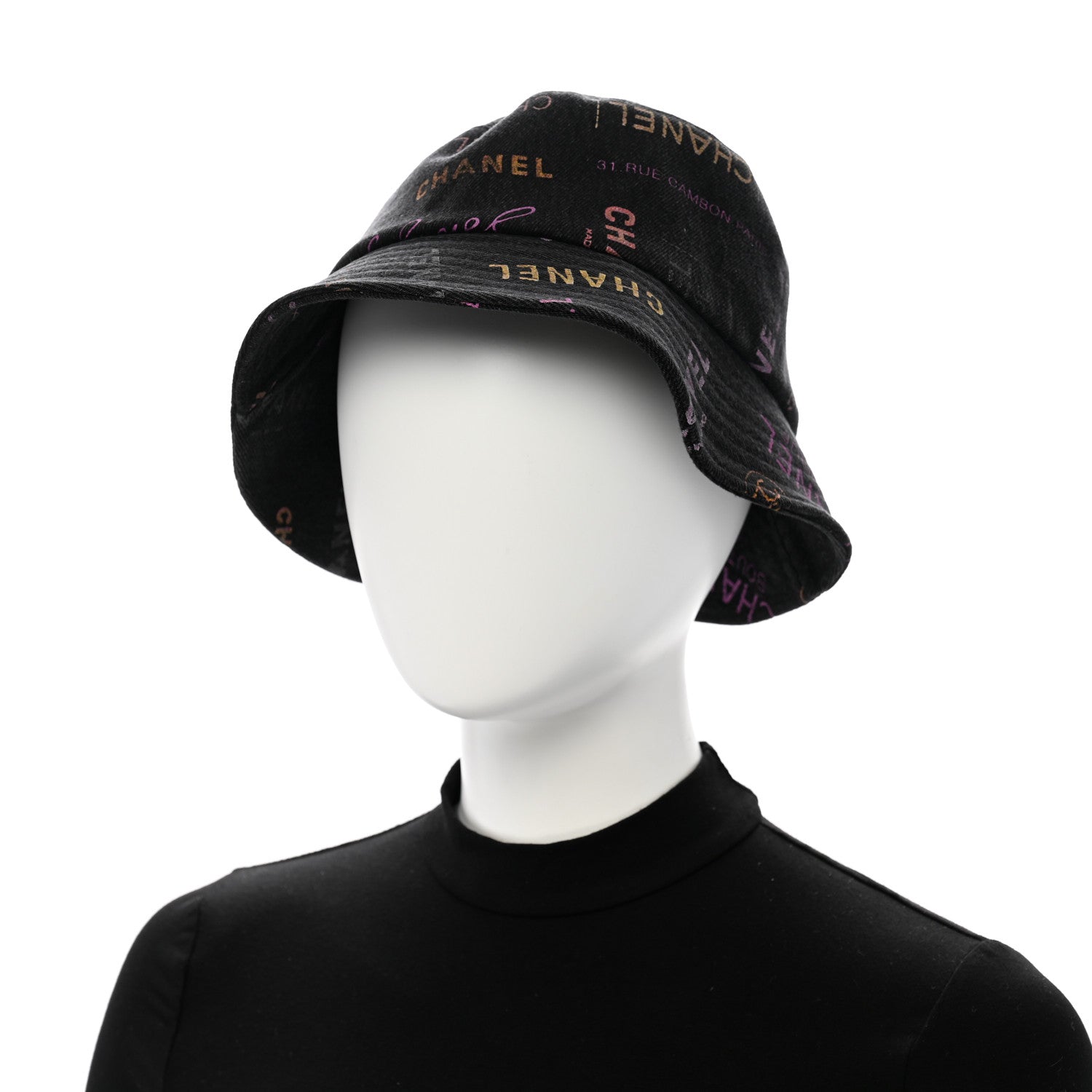 Denim Mood Cloche Bucket Hat L Black