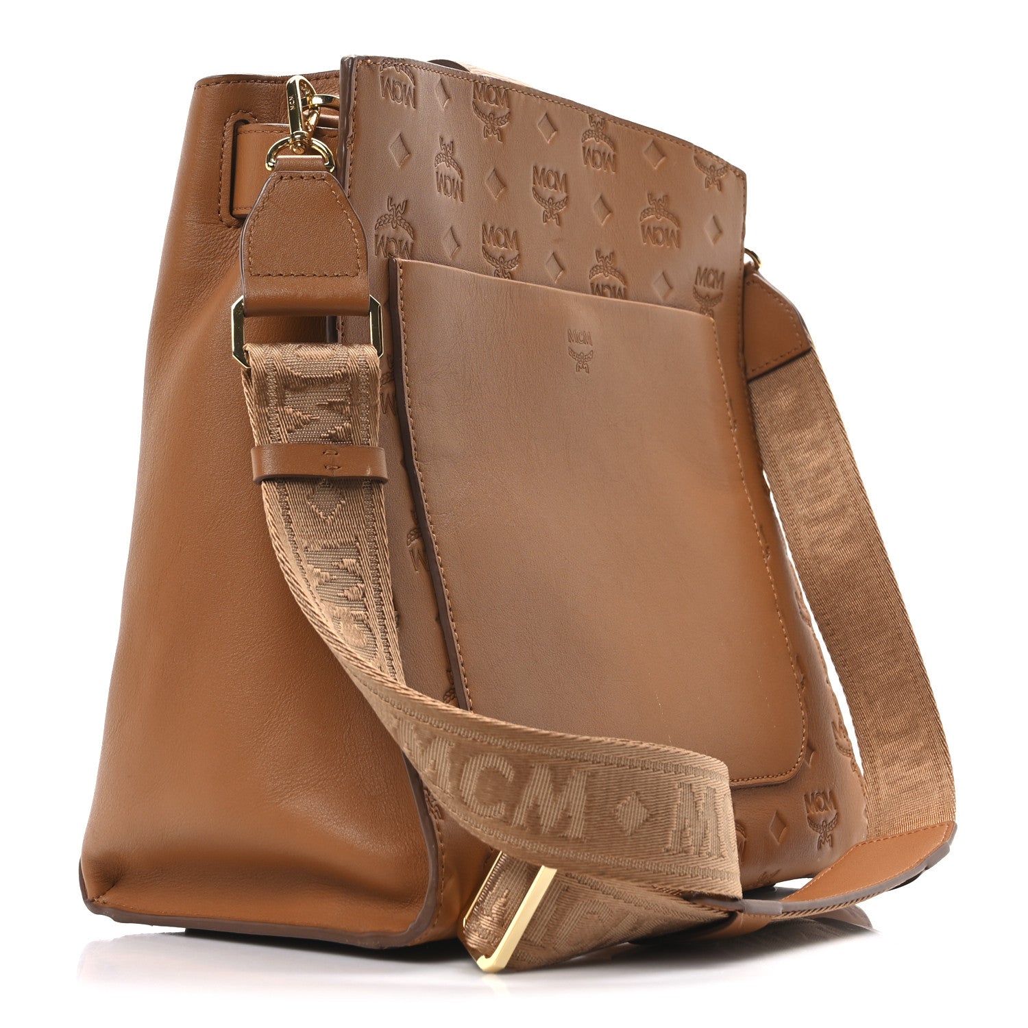 Calfskin Ottomar Monogram Essential Bucket Bag Cognac