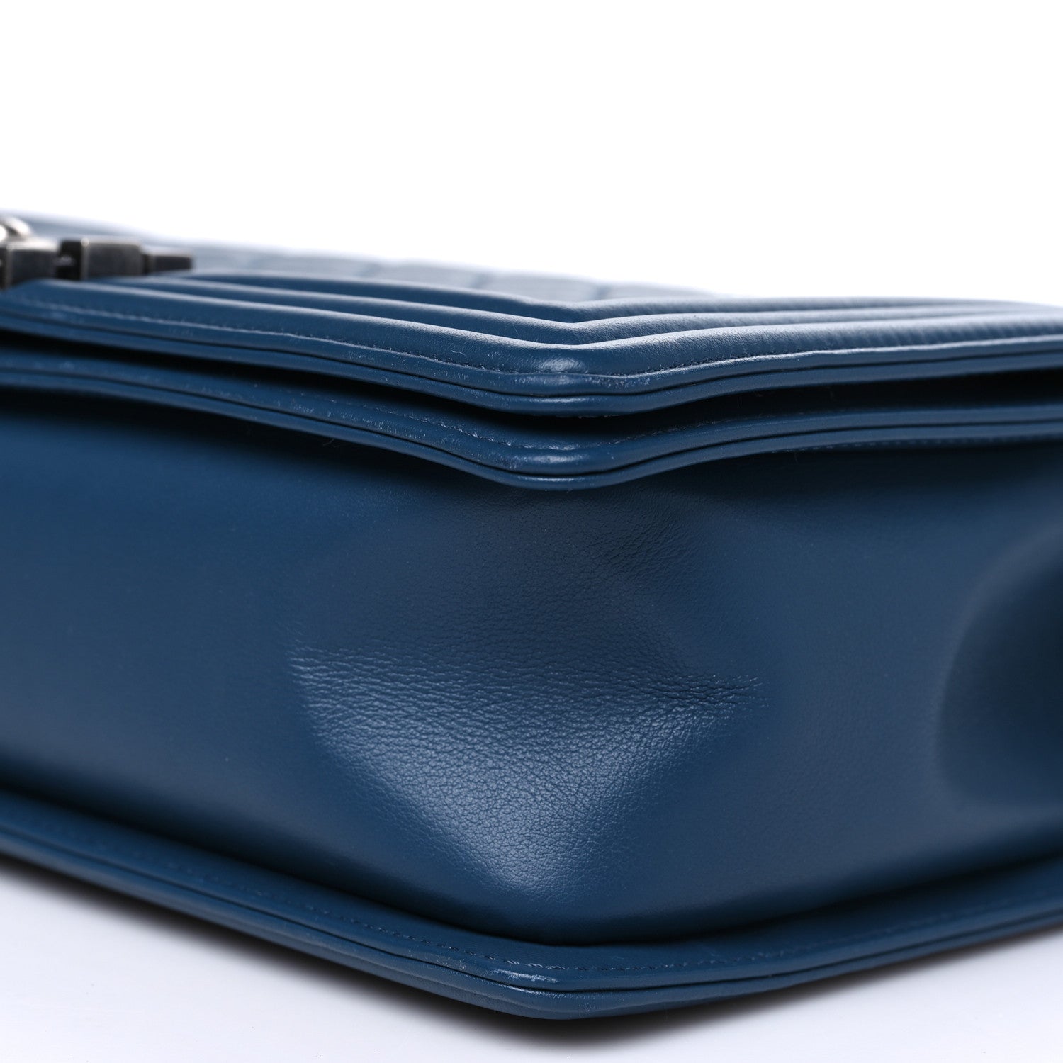 Calfskin Quilted New Medium Boy Flap Dark Blue