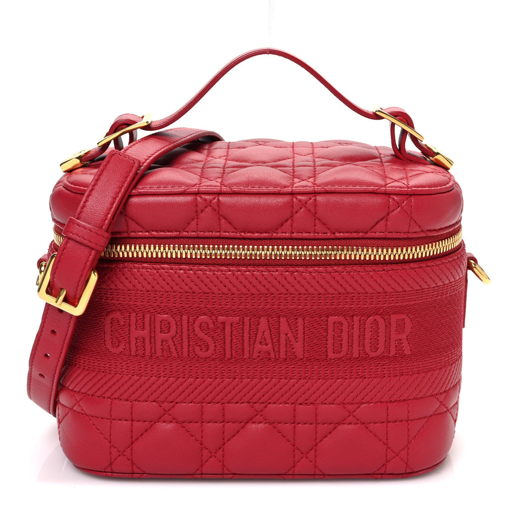 Lambskin Cannage Small Diortravel Vanity Case Red