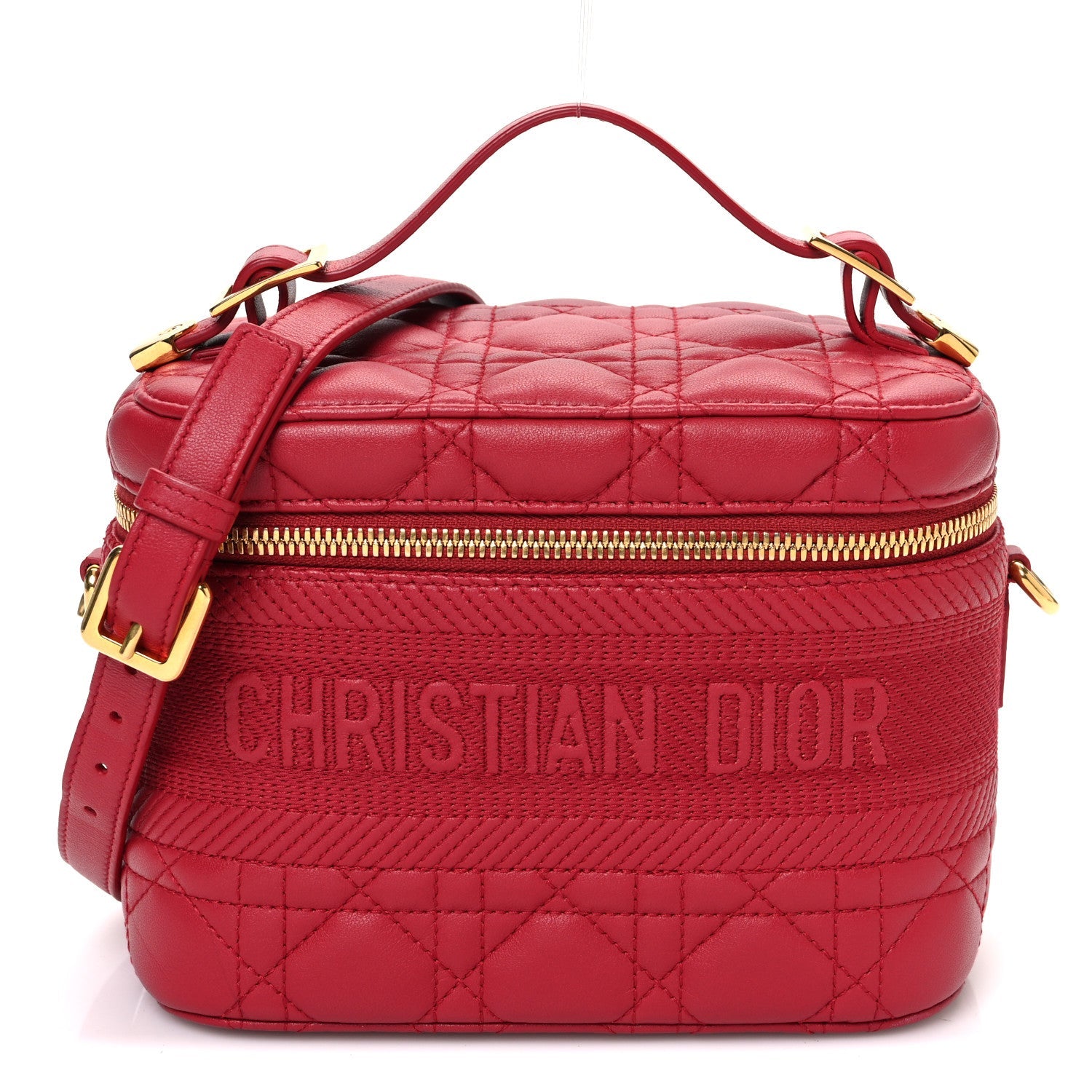 Lambskin Cannage Small Diortravel Vanity Case Red