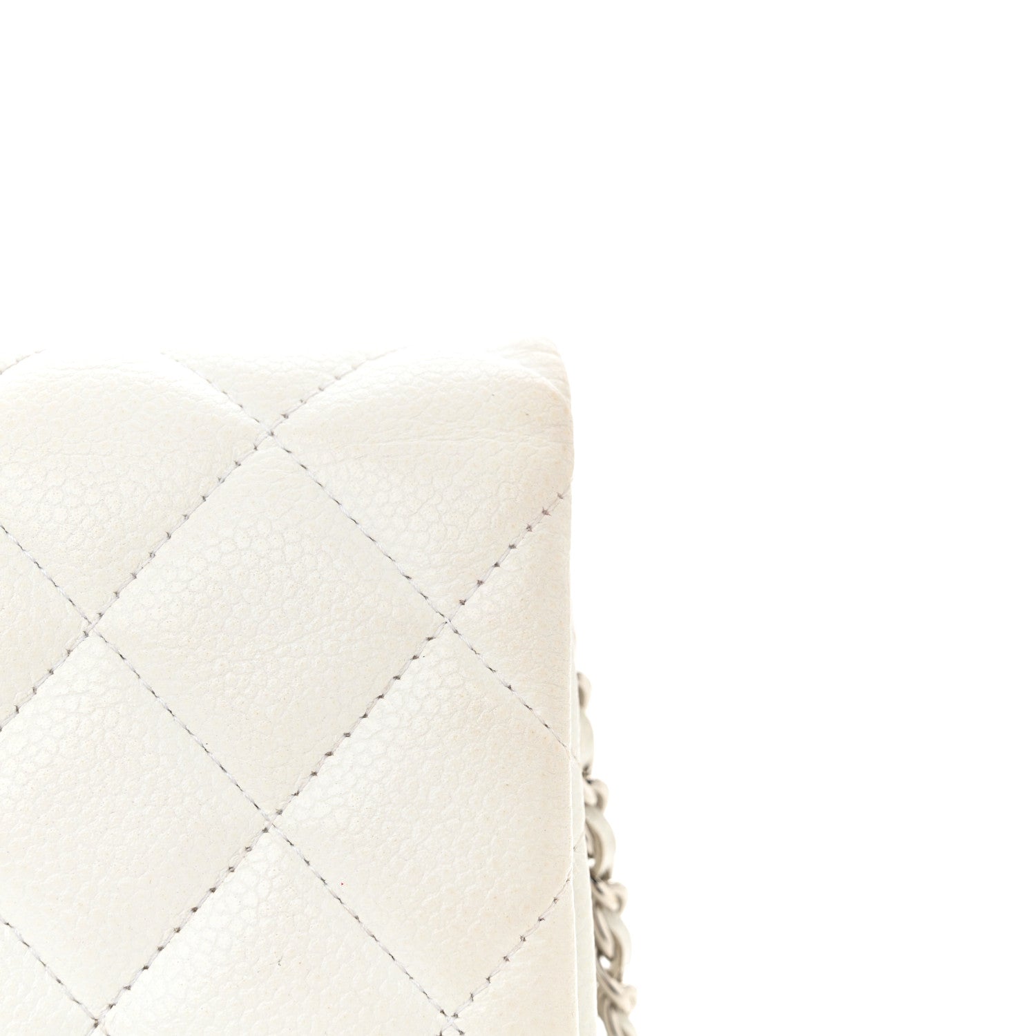 Pearly Caviar Quilted Clutch With Chain Flap Dark White