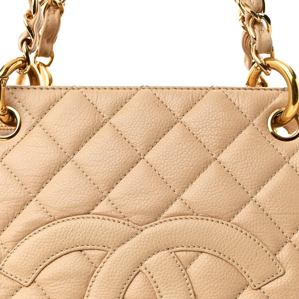 Caviar Quilted Grand Shopping Tote GST Beige Clair