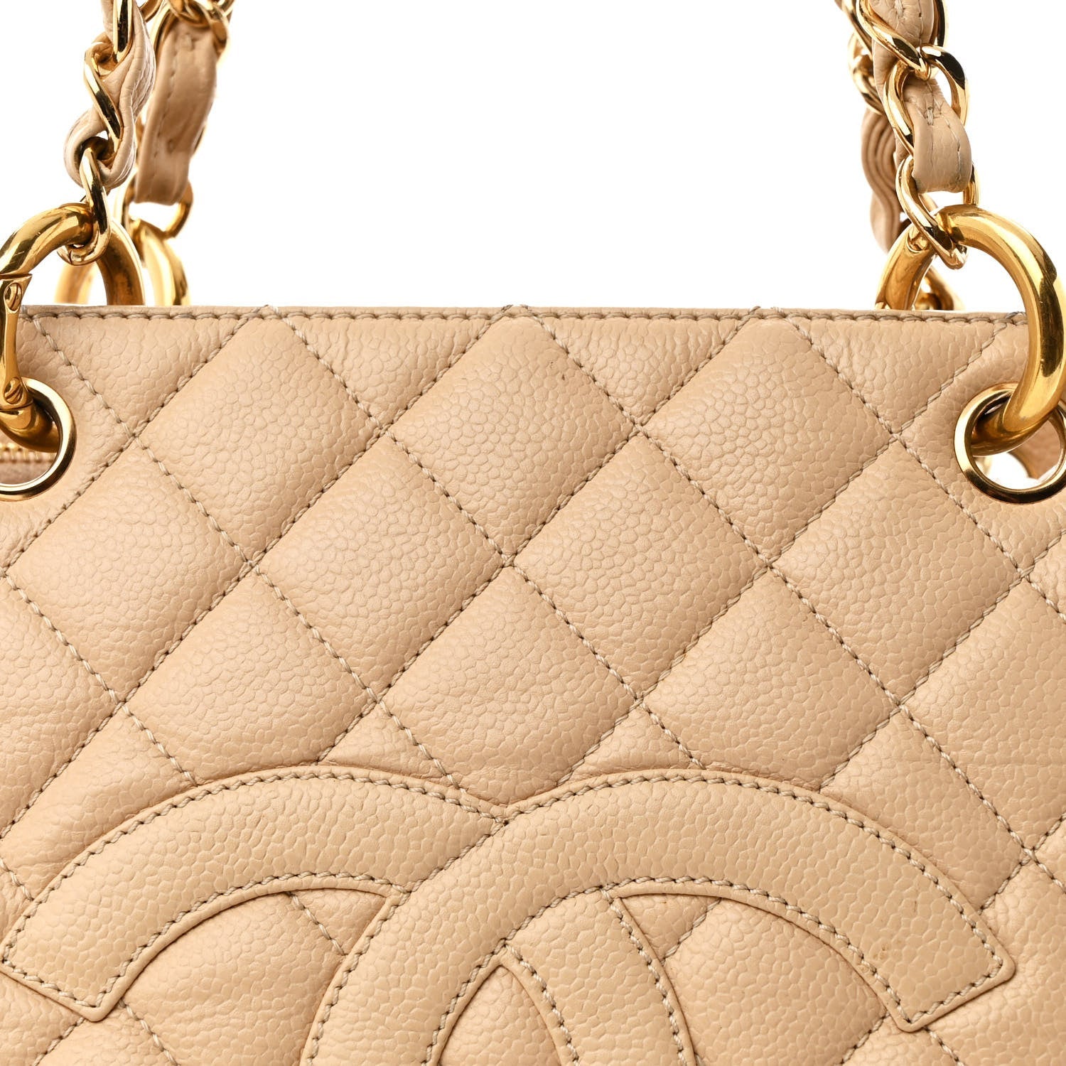 Caviar Quilted Grand Shopping Tote GST Beige Clair