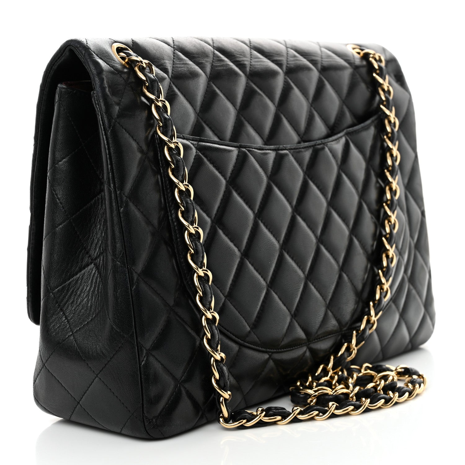 Lambskin Quilted Maxi Single Flap Black