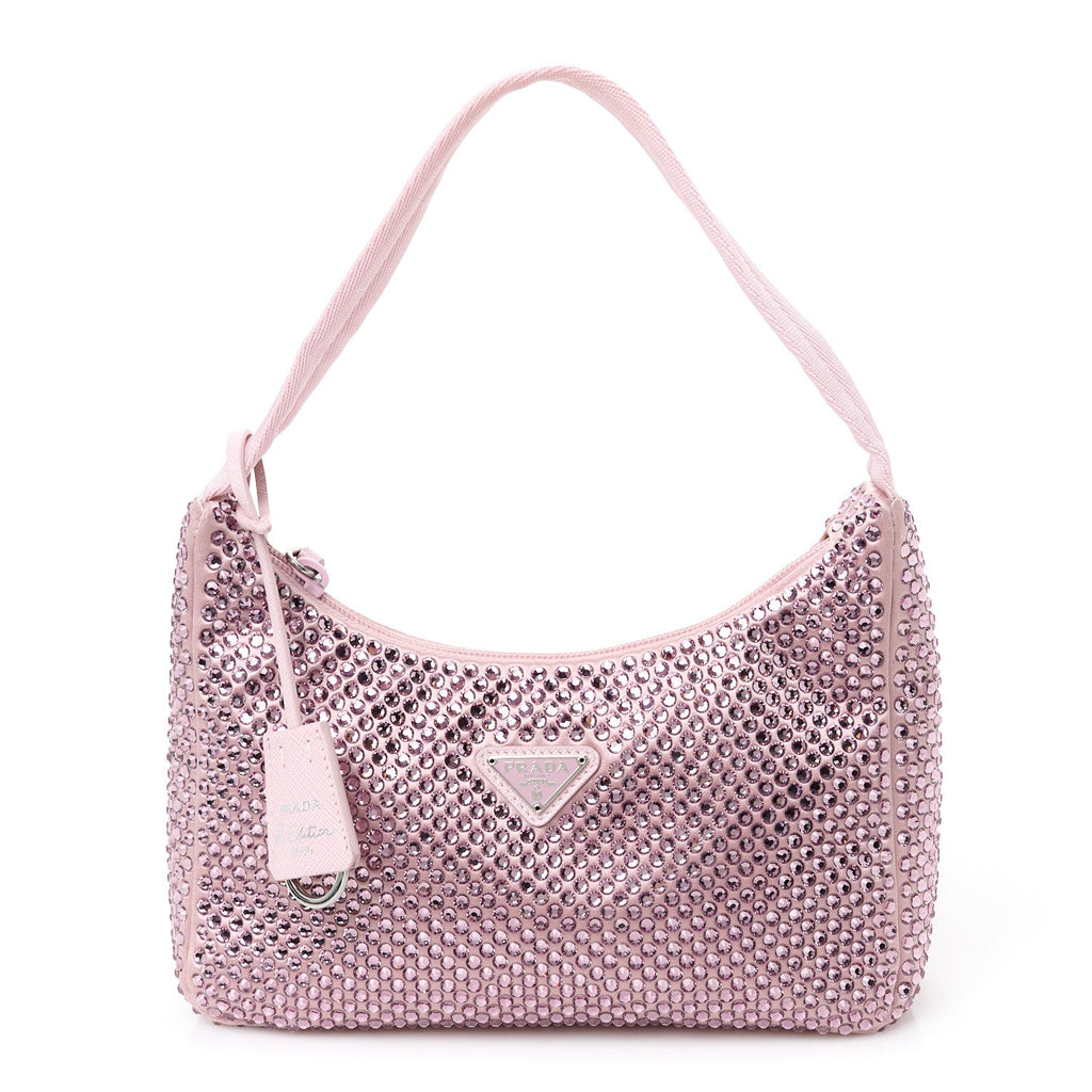 Satin Crystal Mini Re-Edition 2000 Bag Alabastro