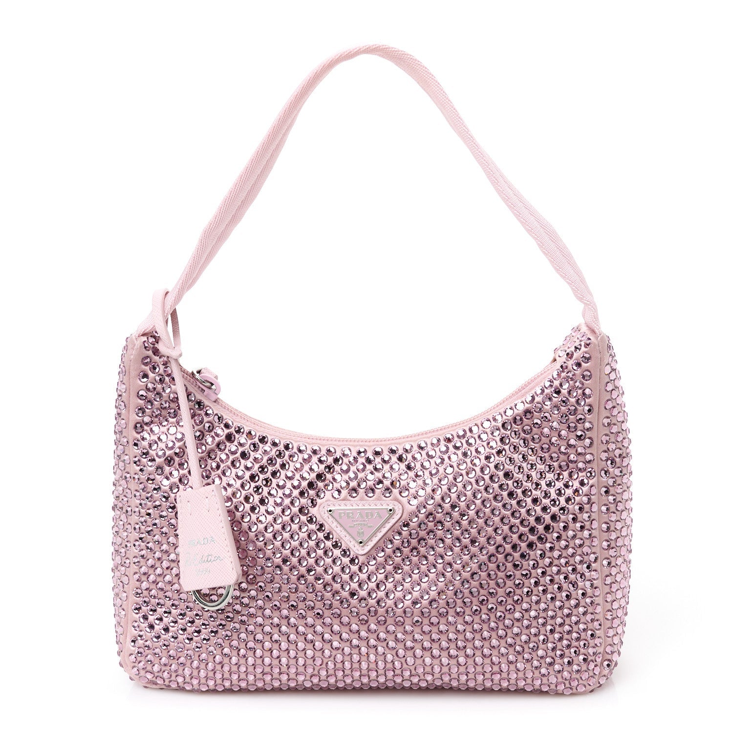 Satin Crystal Mini Re-Edition 2000 Bag Alabastro