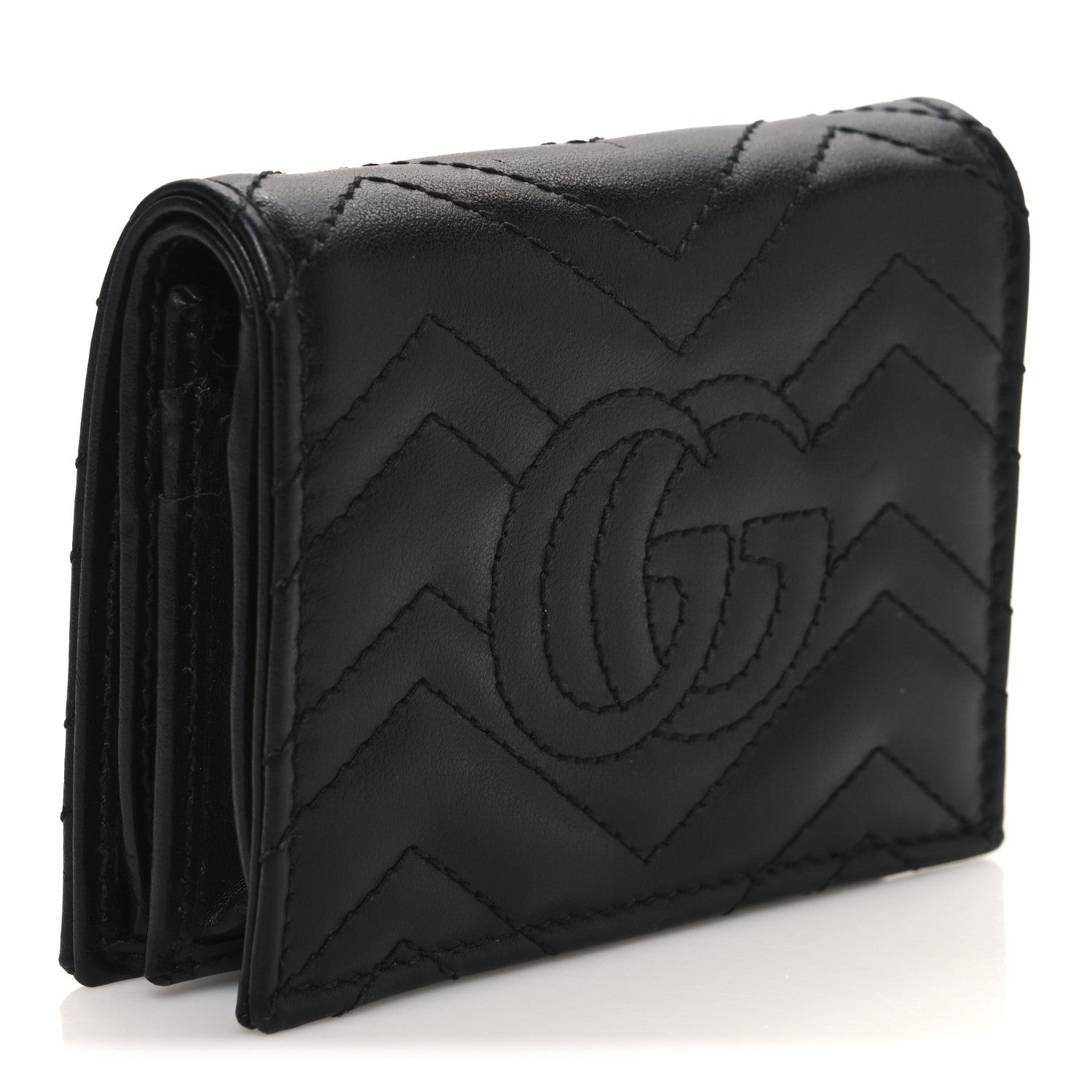 Calfskin Matelasse GG Marmont  Case Wallet Black