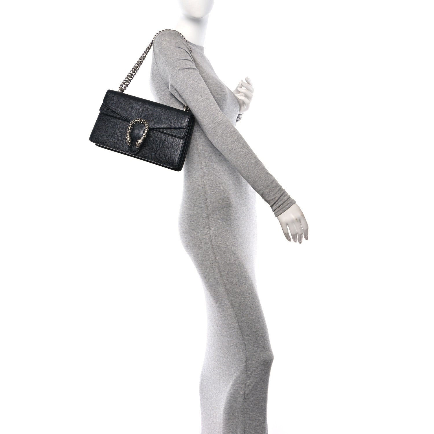 Pebbled Calfskin Small Dionysus Shoulder Bag Black