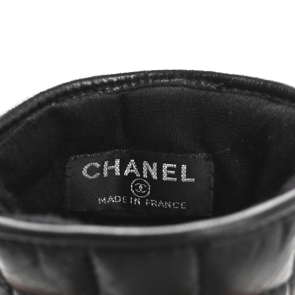 Lambskin Quilted Chocolate Bar Gloves 7 Black
