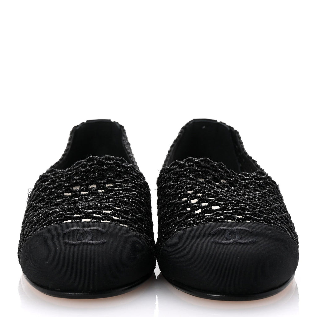Knit Grosgrain Cap Toe CC Moccasin Loafers  36.5 Black