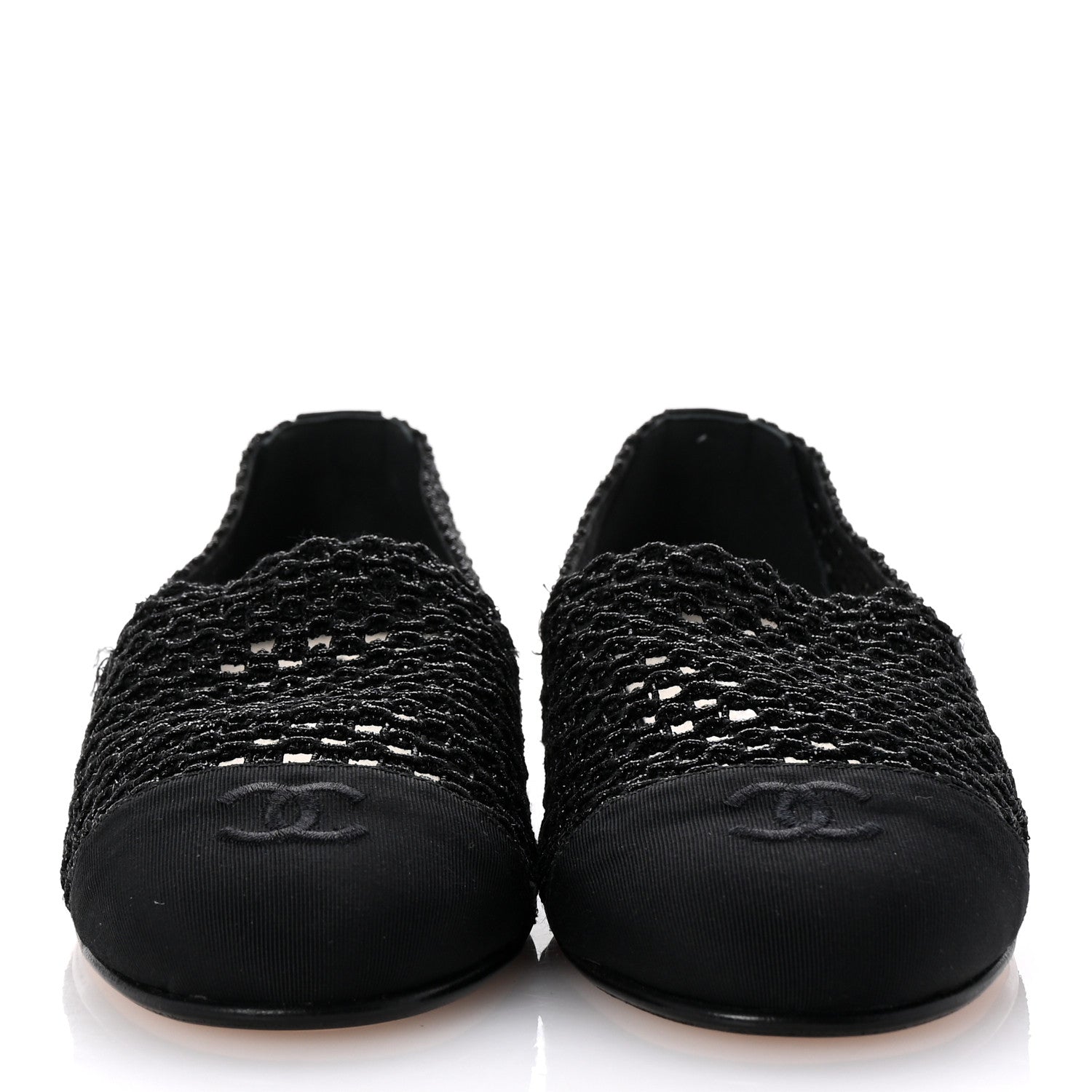 Knit Grosgrain Cap Toe CC Moccasin Loafers  36.5 Black