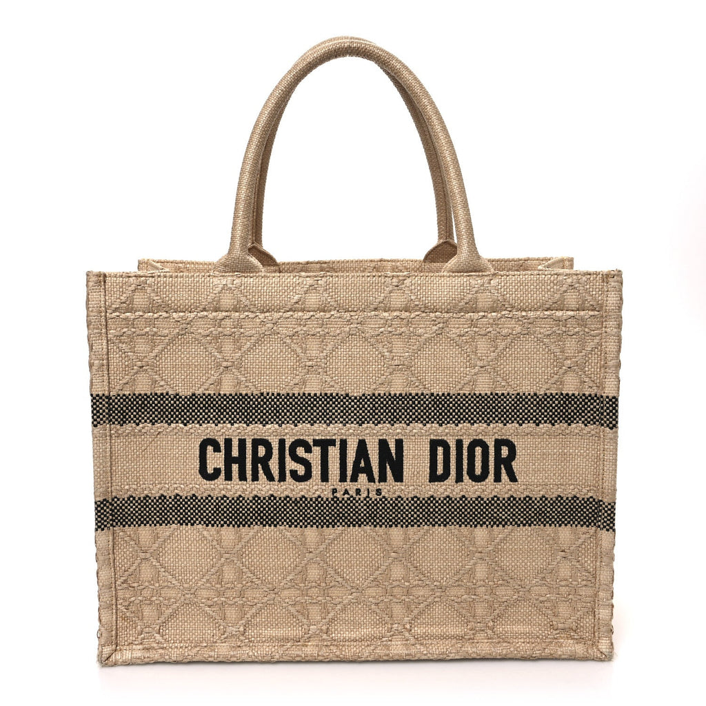 Raffia Cannage Medium Book Tote Natural