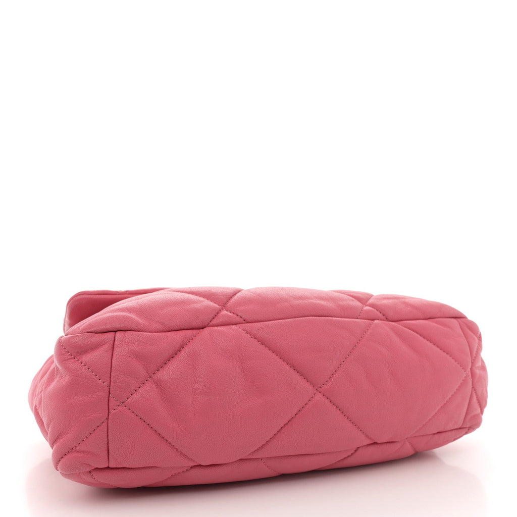 Lambskin Quilted Large Chanel 19 Flap Dark Pink