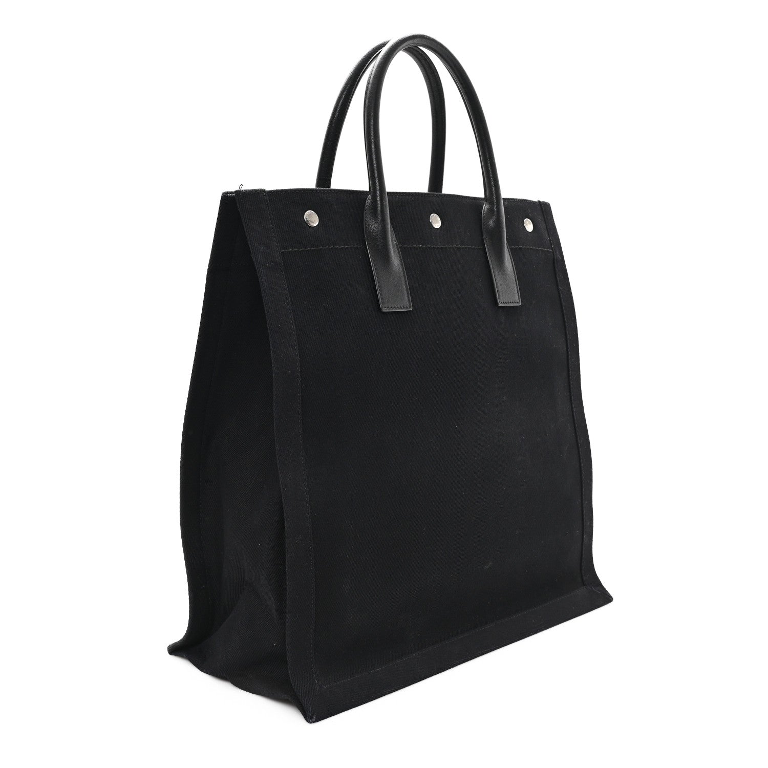 Linen Calfskin Rive Gauche North South Tote Black