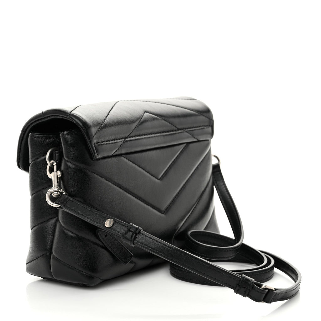 Calfskin Y Quilted Monogram Toy Loulou Crossbody Bag Black