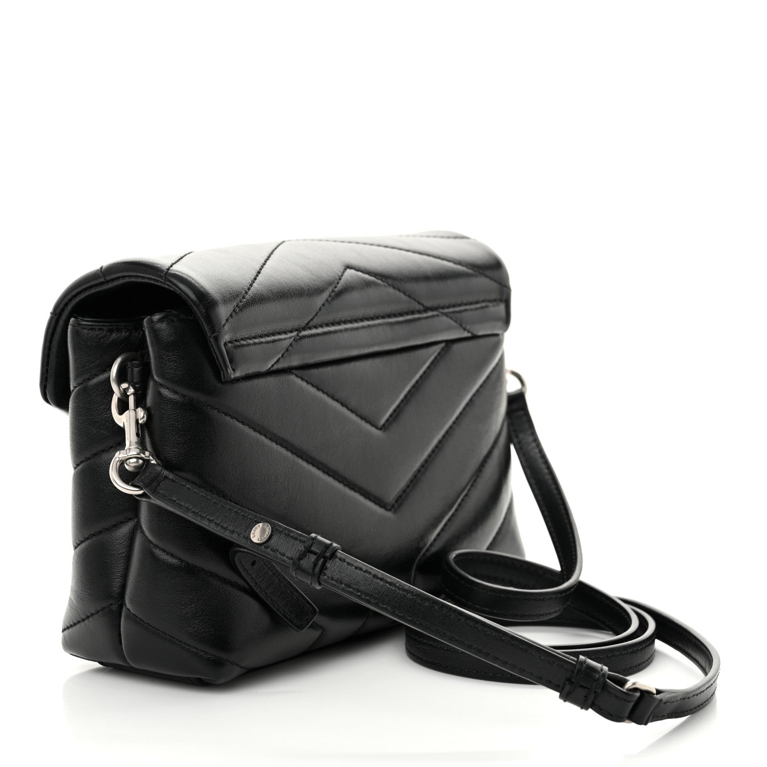 Calfskin Y Quilted Monogram Toy Loulou Crossbody Bag Black