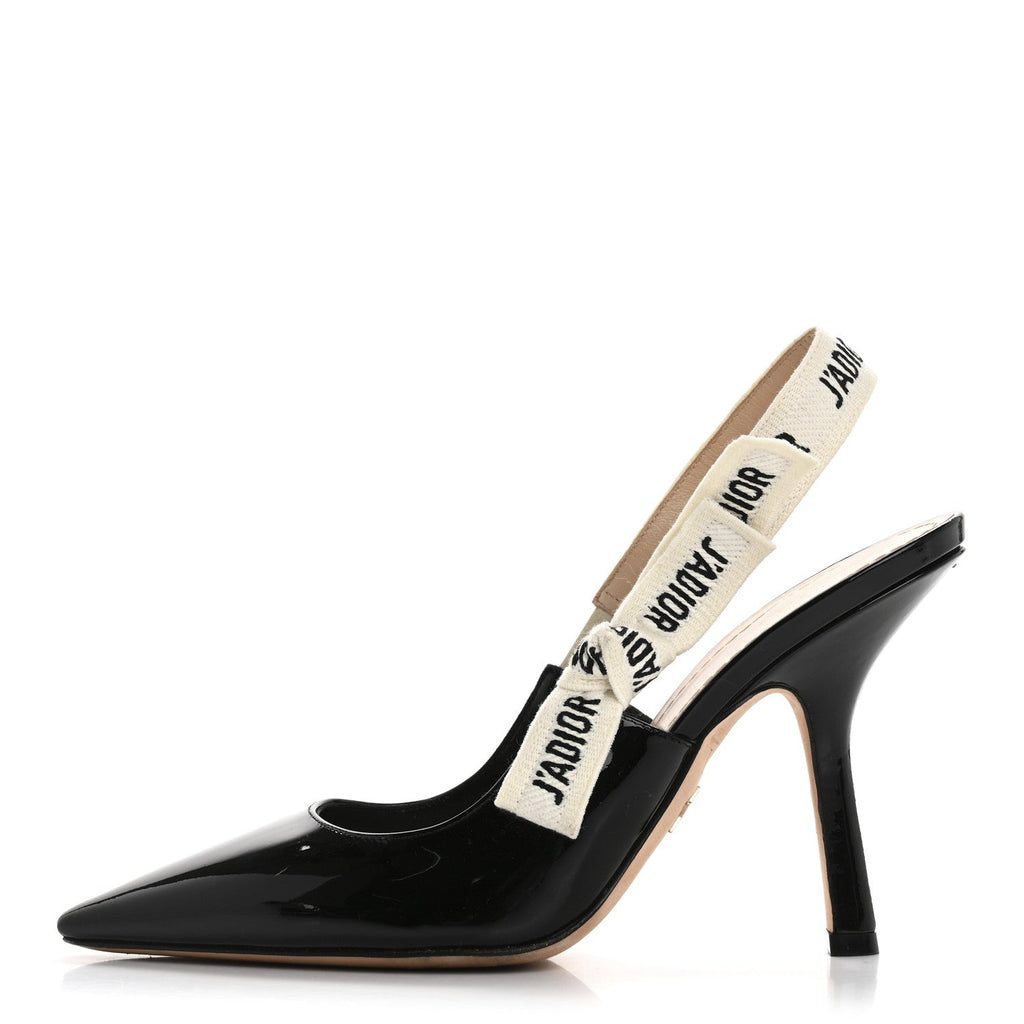 Patent Ribbon J'Adior Slingback 100mm Pumps 37 Black
