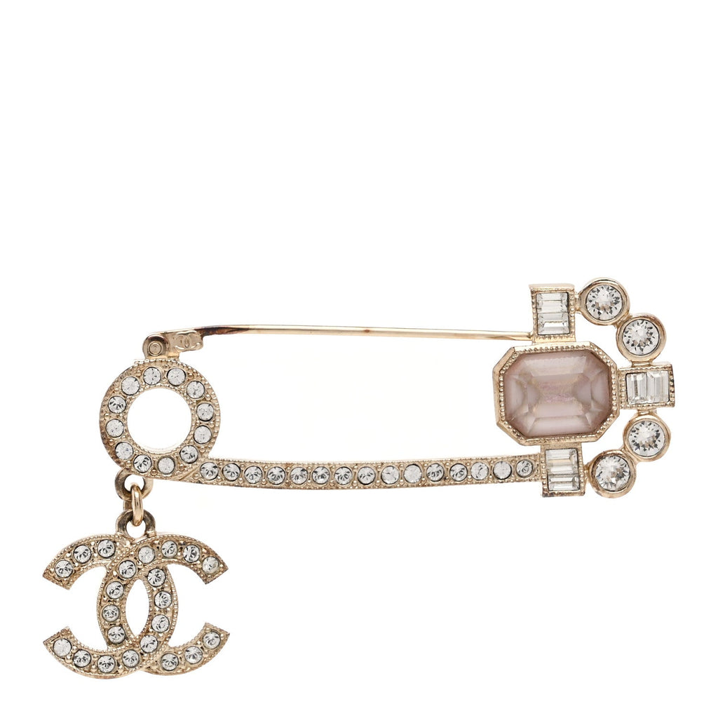 Crystal Pin Brooch Gold Pink