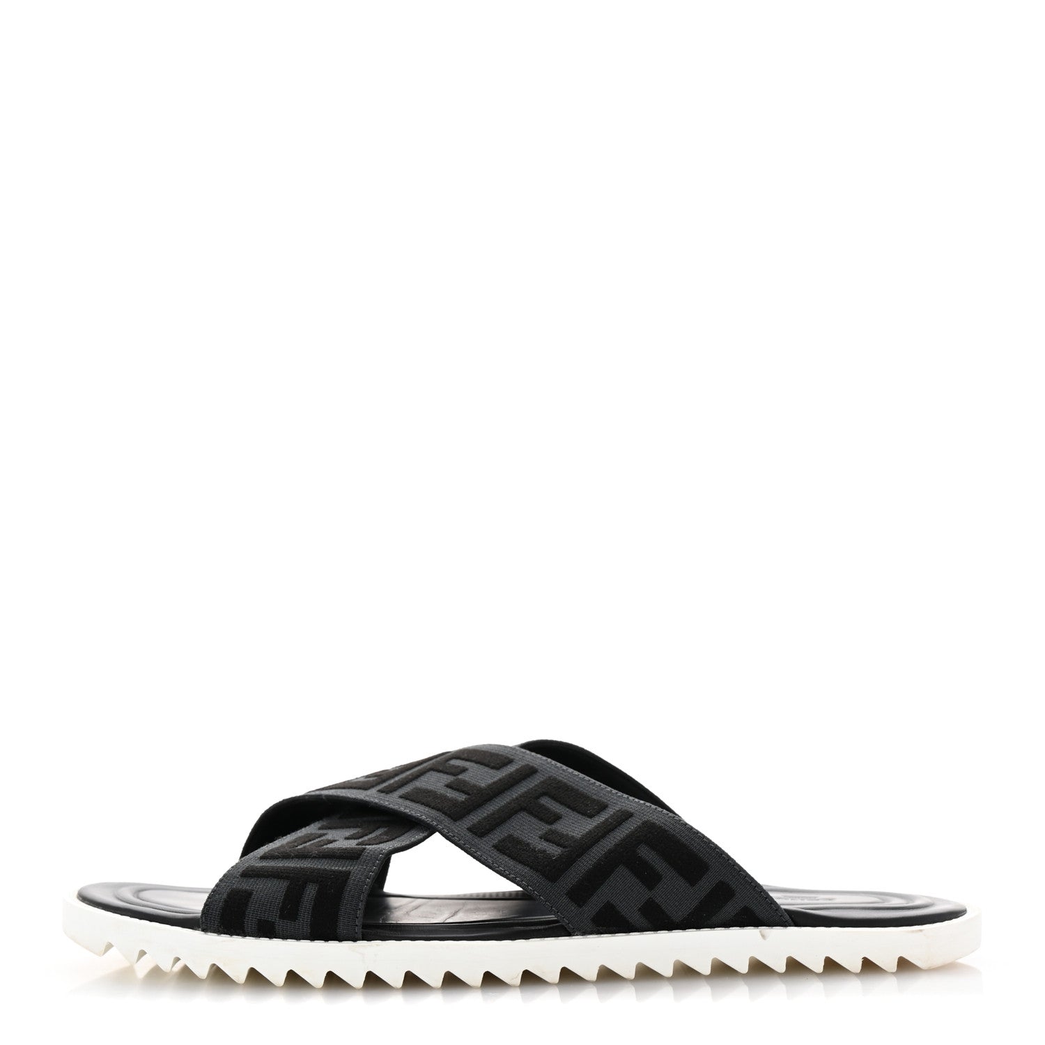 Fabric Rubber Macro FF Embroidered Mens Crisscross Slide Sandals 8 Asfalto Black