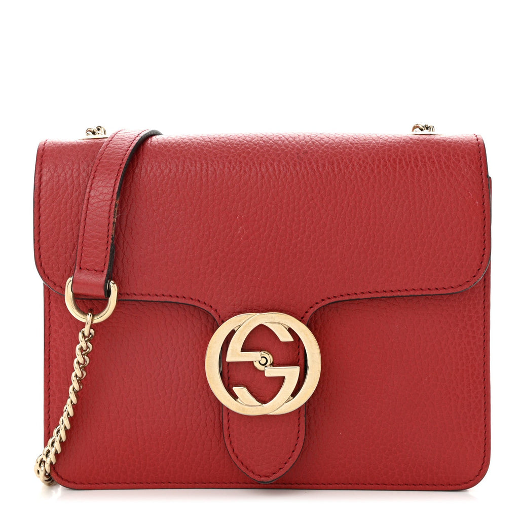 Dollar Calfskin Small Interlocking G Shoulder Bag Red