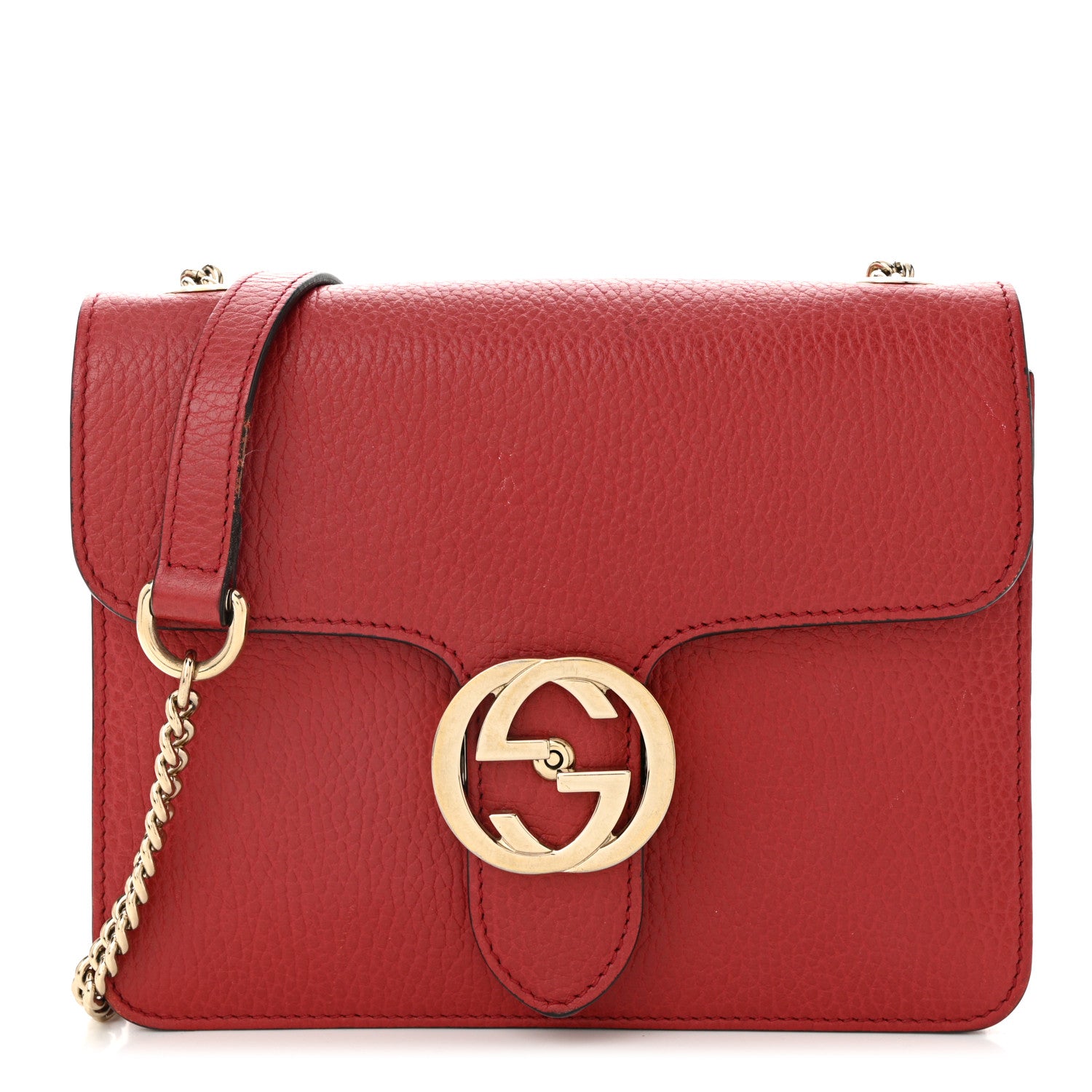 Dollar Calfskin Small Interlocking G Shoulder Bag Red