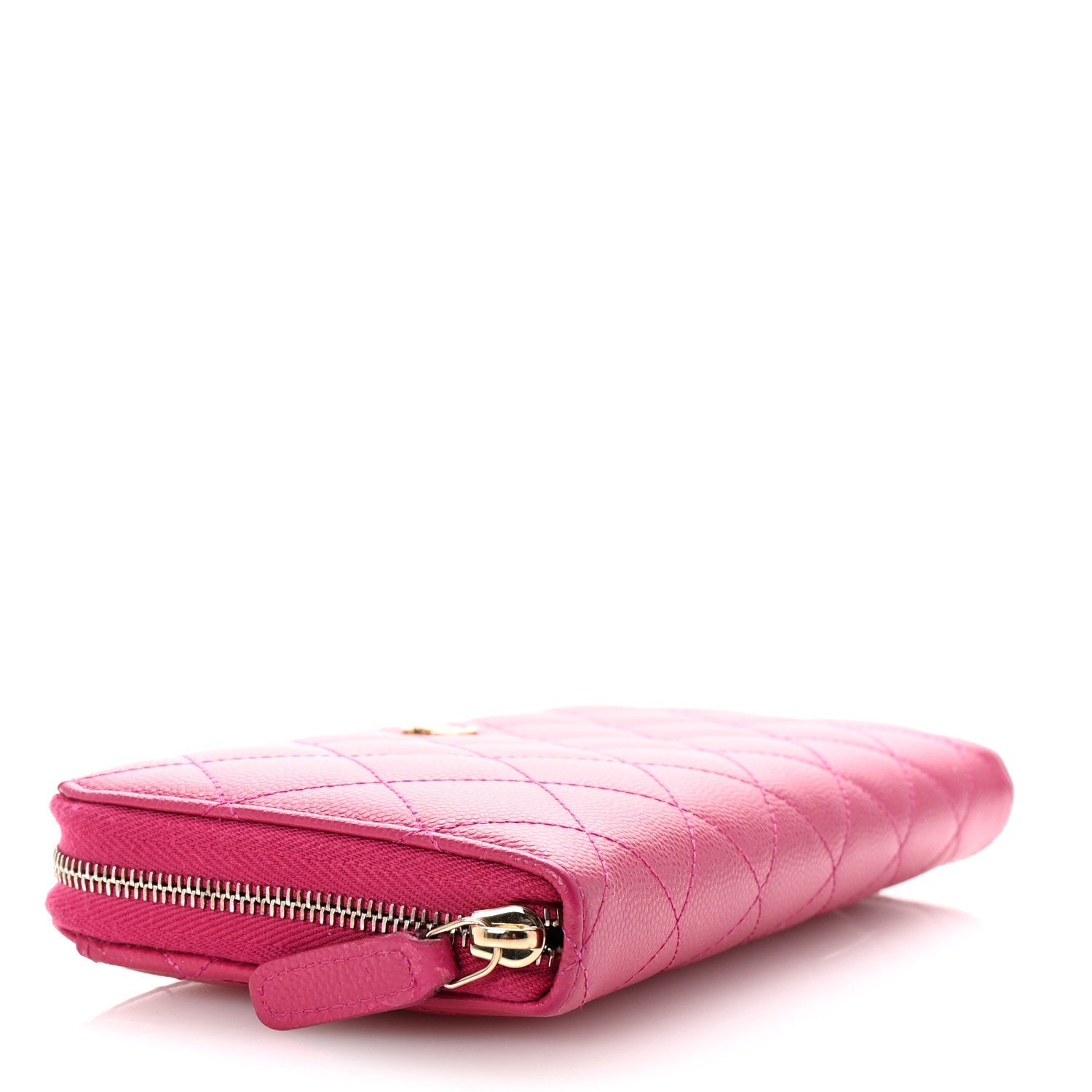 Caviar Quilted Large Gusset Zip Around Wallet Pink