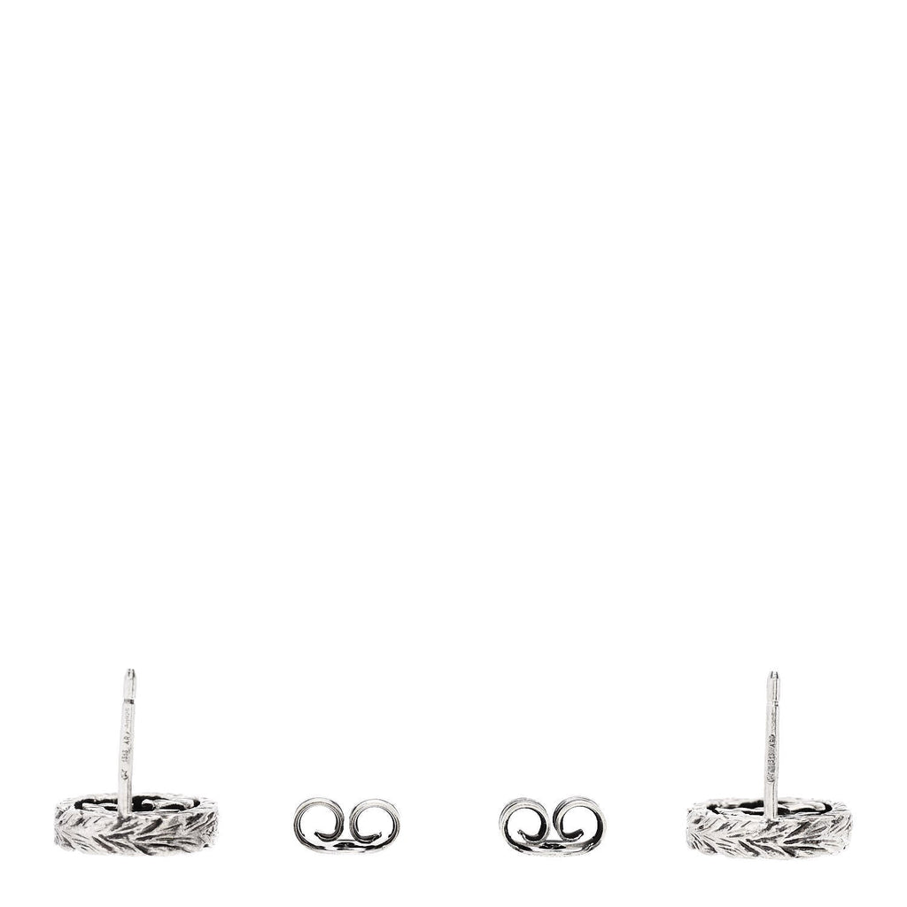 Sterling Silver Textured Interlocking G Stud Earrings
