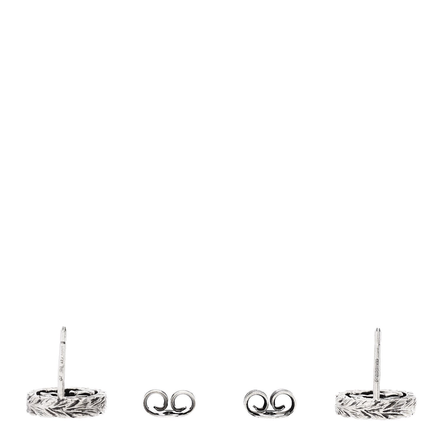 Sterling Silver Textured Interlocking G Stud Earrings