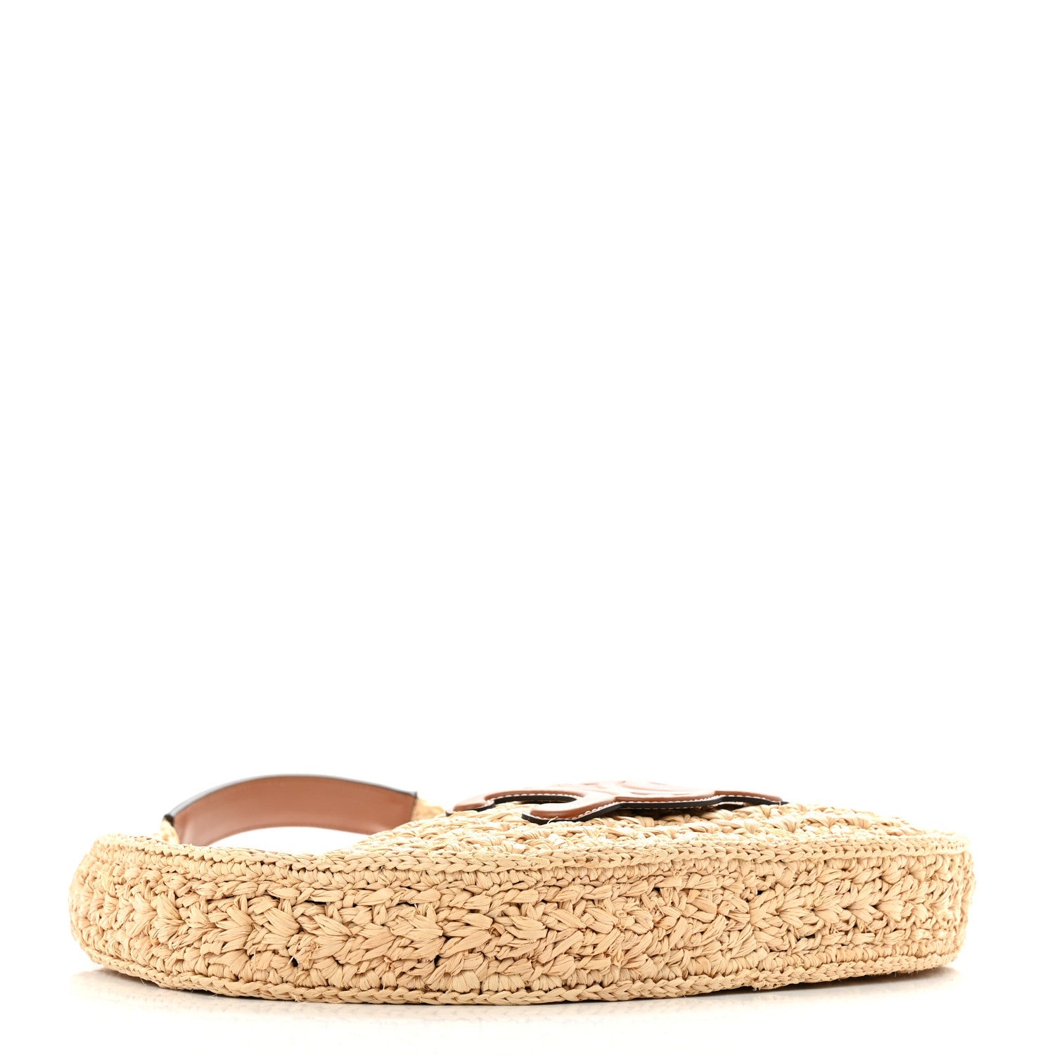 Raffia Calfskin Triomphe Panier Hobo Bag Natural Tan