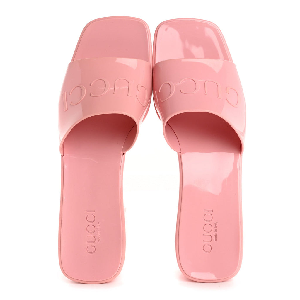 Rubber Gucci Logo Womens Platform 20/60mm Slide Sandals 41 Wild Rose