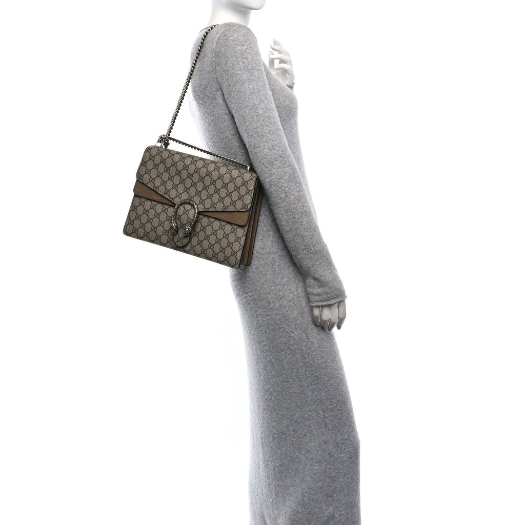 GG Supreme Monogram Medium Dionysus Shoulder Bag Taupe