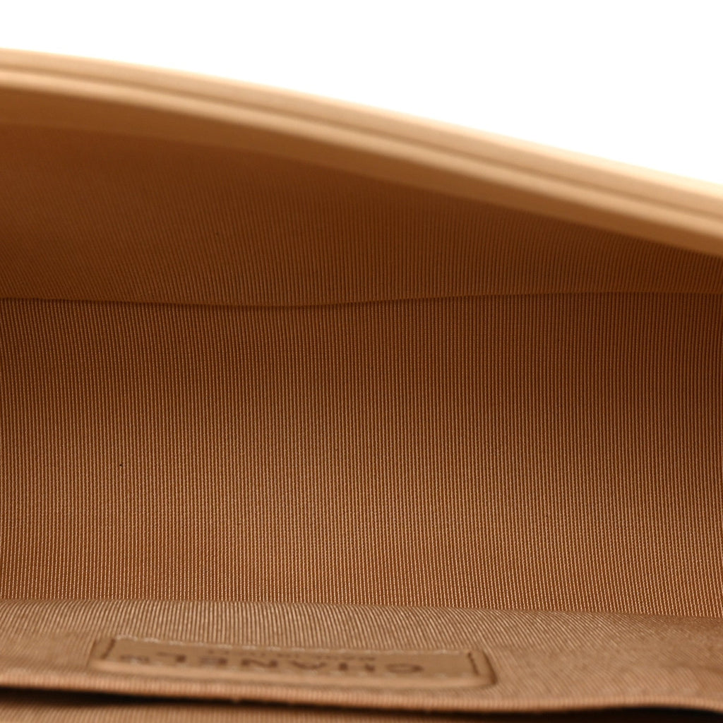 Calfskin Quilted Medium Boy Flap Beige