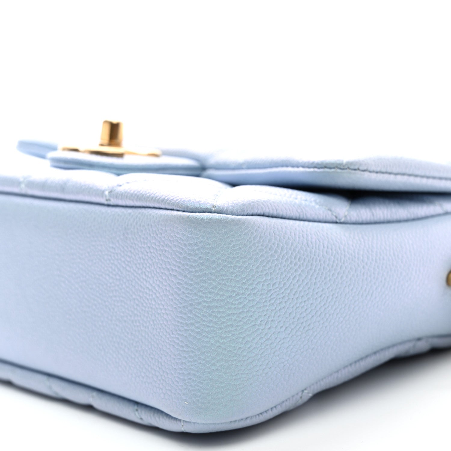 Iridescent Caviar Quilted Mini My Perfect Flap Light Blue