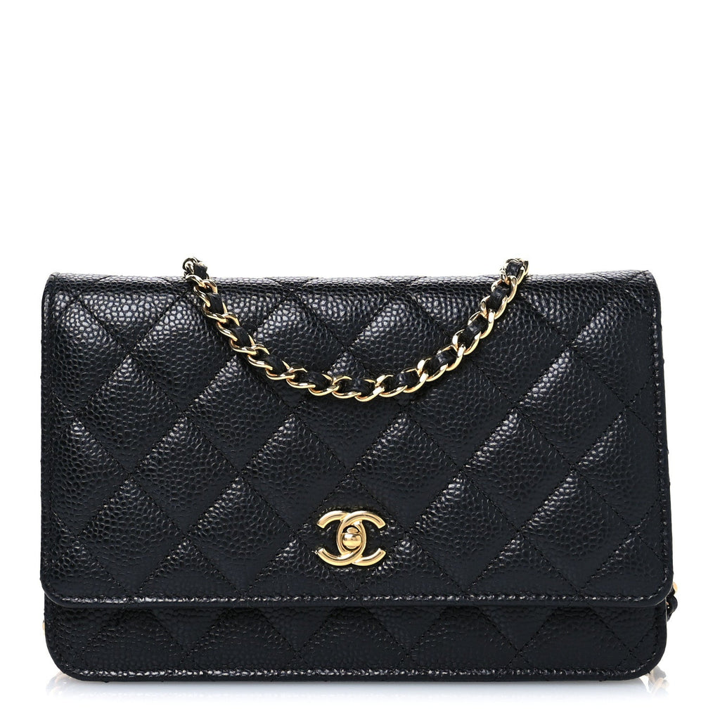 Caviar Quilted CC Turnlock Wallet On Chain WOC Black