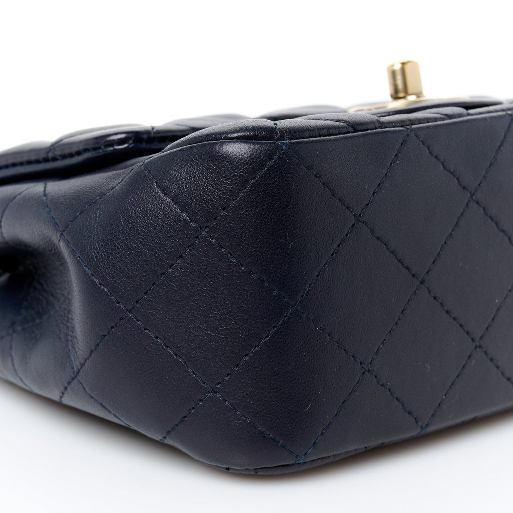Lambskin Quilted Mini Square Flap Navy
