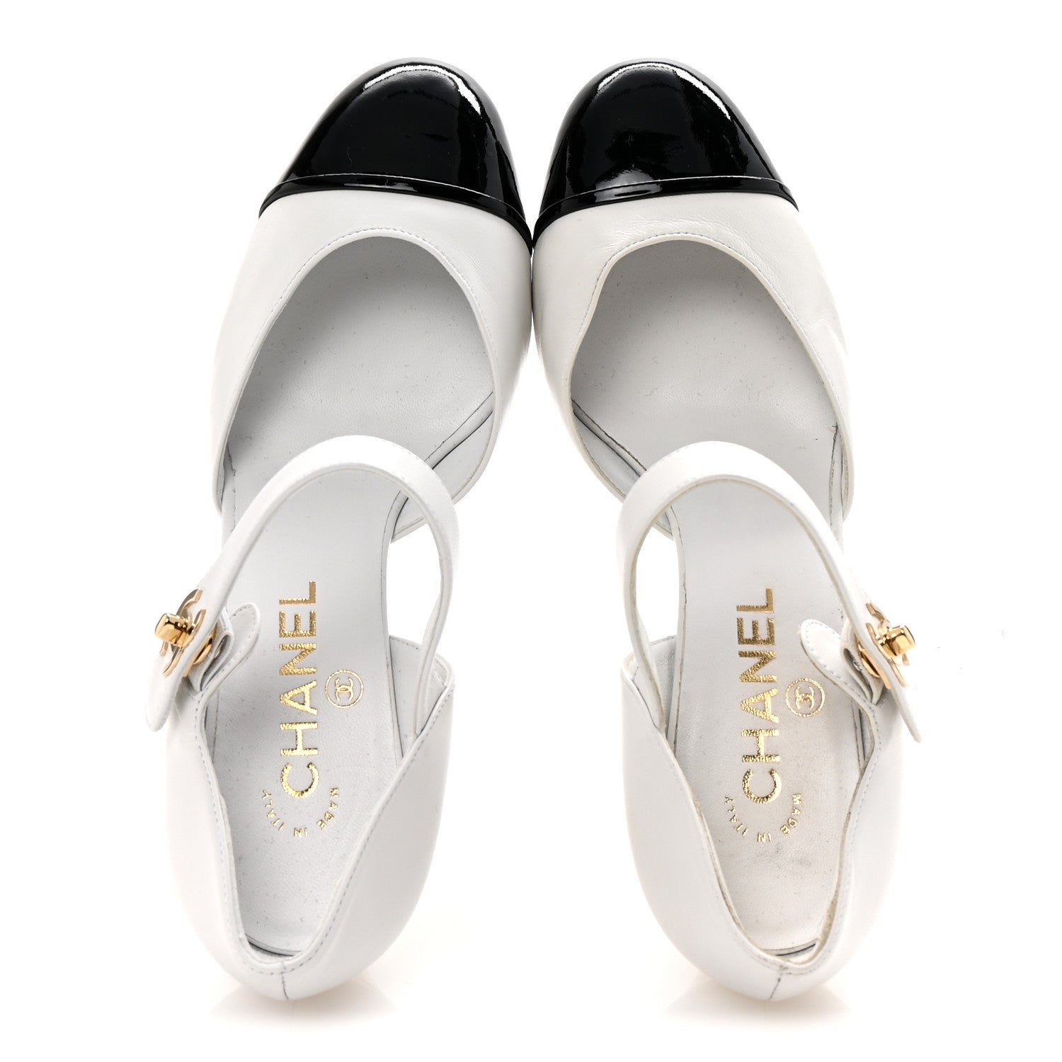 Lambskin Patent Cap Toe Mary Jane Wedge Pumps 38 White Black