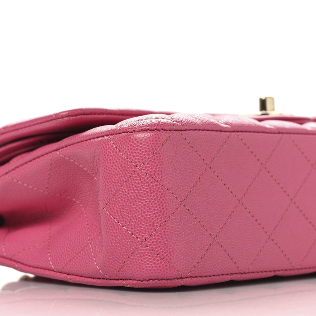 Caviar Quilted Medium Double Flap Pink