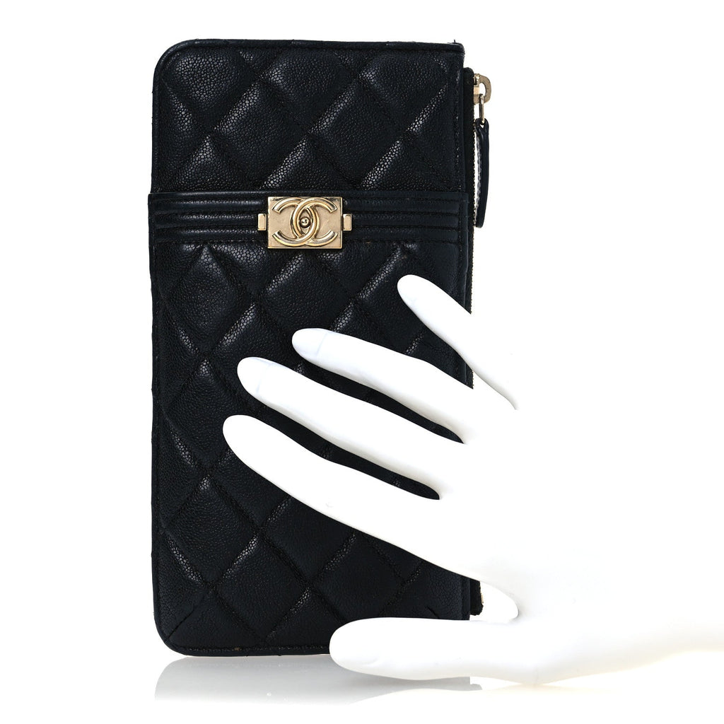 Caviar Quilted Boy iPhone Pouch Black