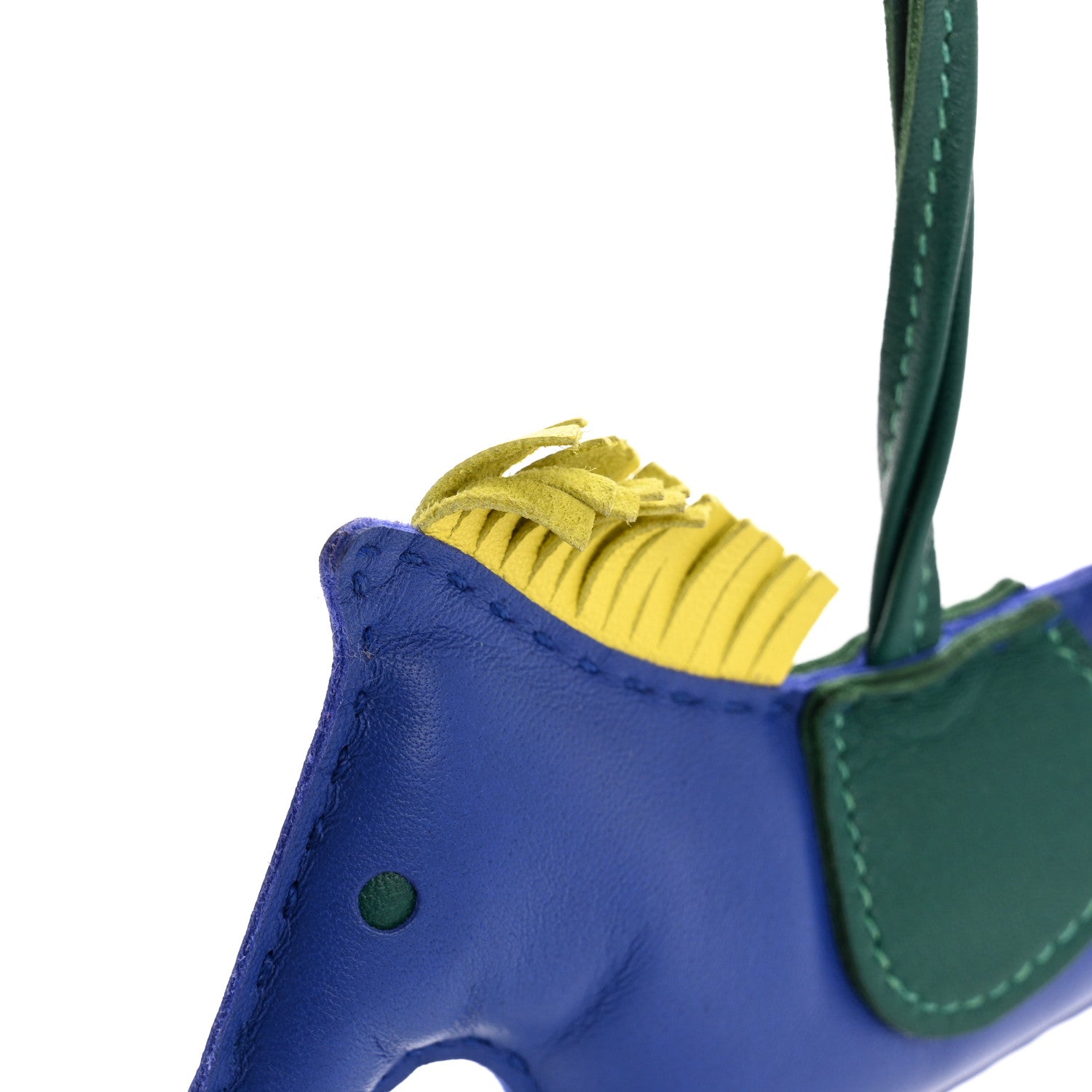 Milo Lambskin Grigri Rodeo Horse Bag Charm MM Bleu Electrique Malachite Lime
