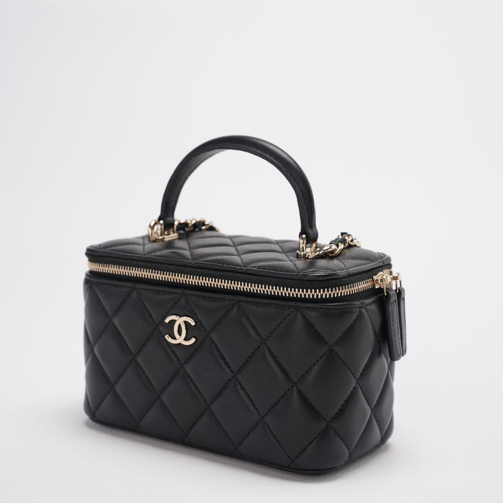 Chanel Vanity Case Bag Black Quilted Lambskin Bag with Gold Hardware 2021
