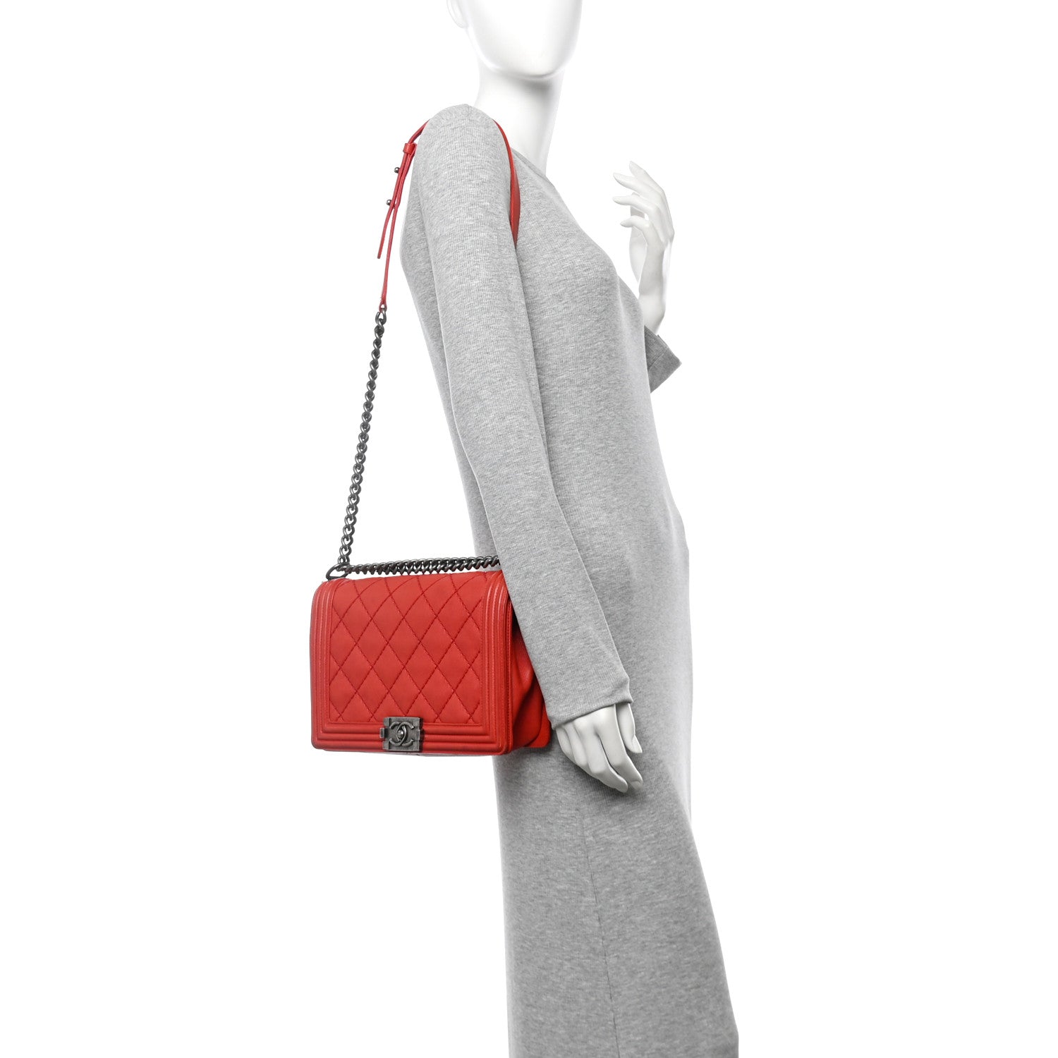 Calfskin Double Stitch New Medium Boy Flap Red