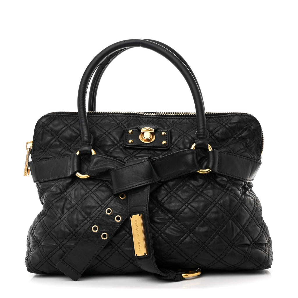 Calfskin Quilted Bruna Tote Black