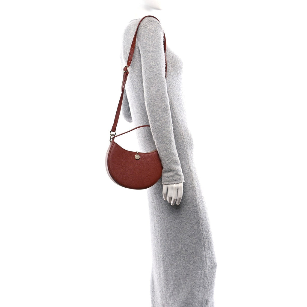 Grained Calfskin Small Arlene Hobo Bag Sepia Brown