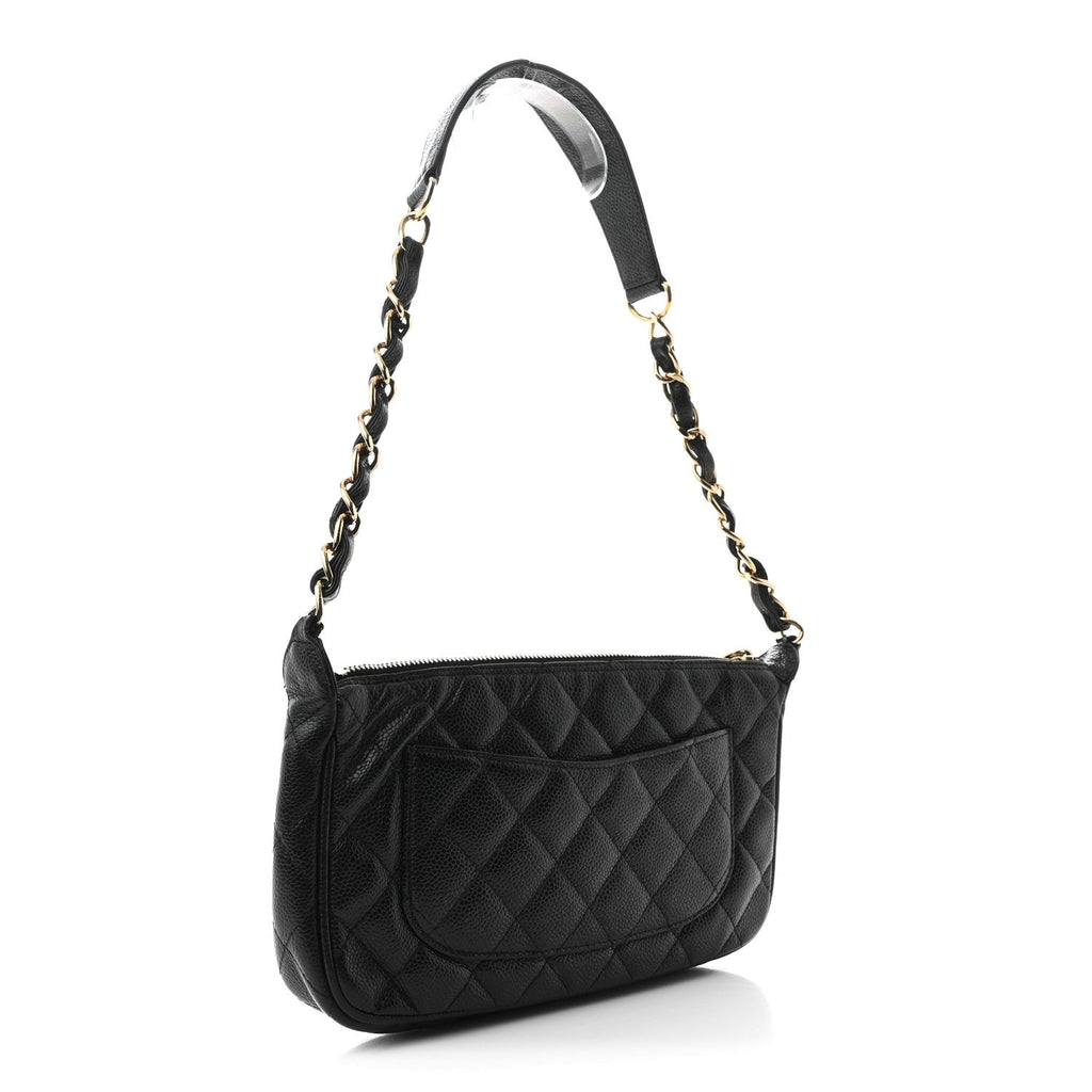 Caviar Quilted Timeless CC Shoulder Bag Black