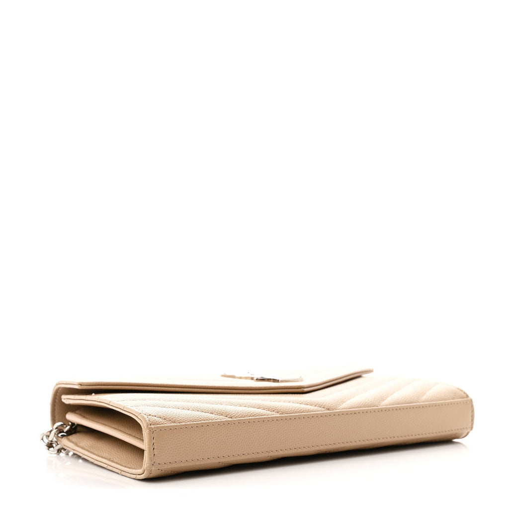 Grain De Poudre Matelasse Chevron Cassandre Chain Wallet Dark Beige
