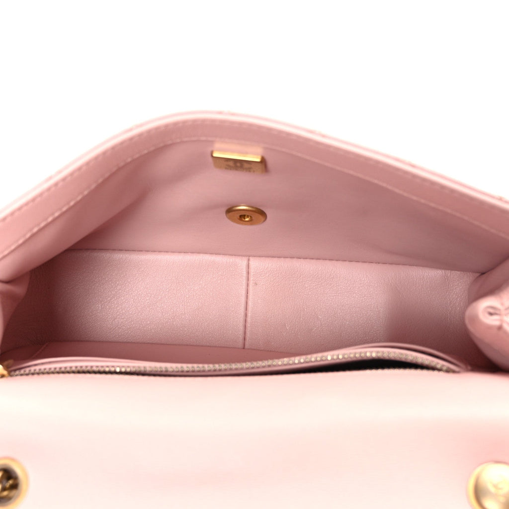 Lambskin Quilted Small Sweet Camellia Flap Light Pink
