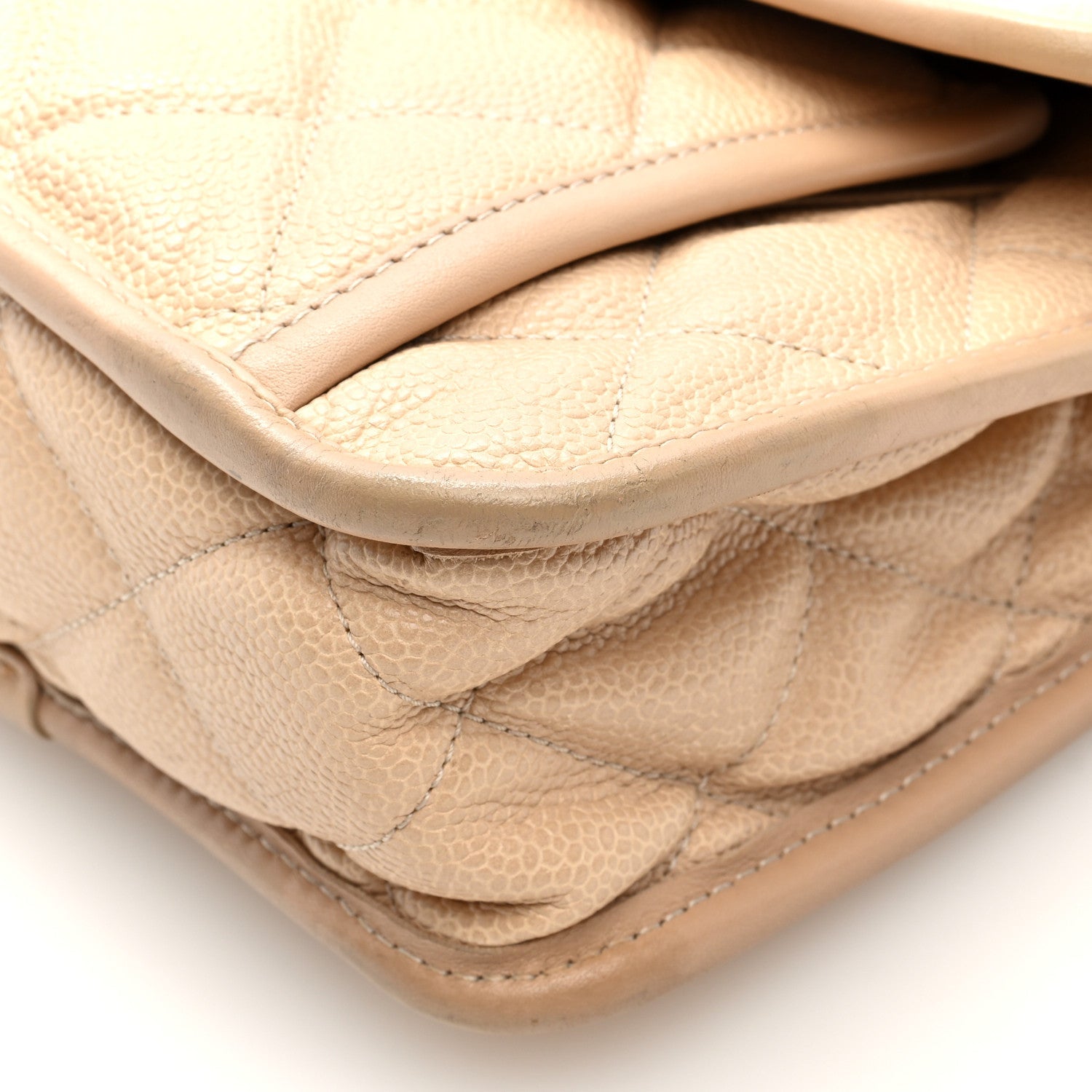 Caviar Quilted Large French Riviera Flap Beige