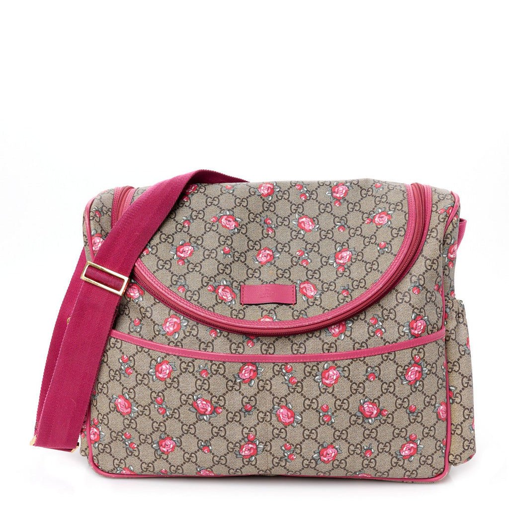 GG Supreme Monogram Rose Bud Diaper Bag Pink